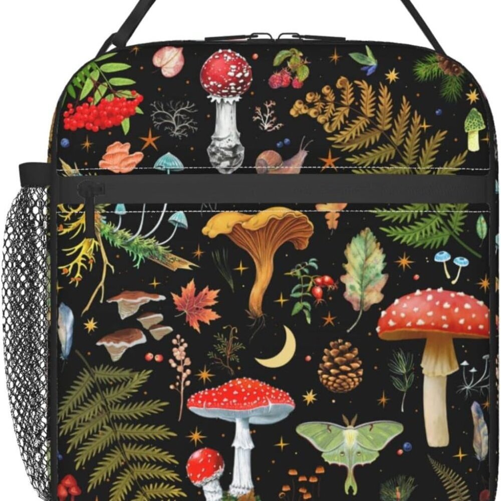 Mushroom Gifts Lunch Box Insulated Lunch Bags Zipper Lunch Bag Cooler Tote Bag F